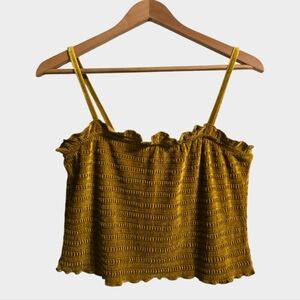 Wild Fable Y2K Velour Tank Top Women's Medium Mustard Crop Comfort Grunge Casual